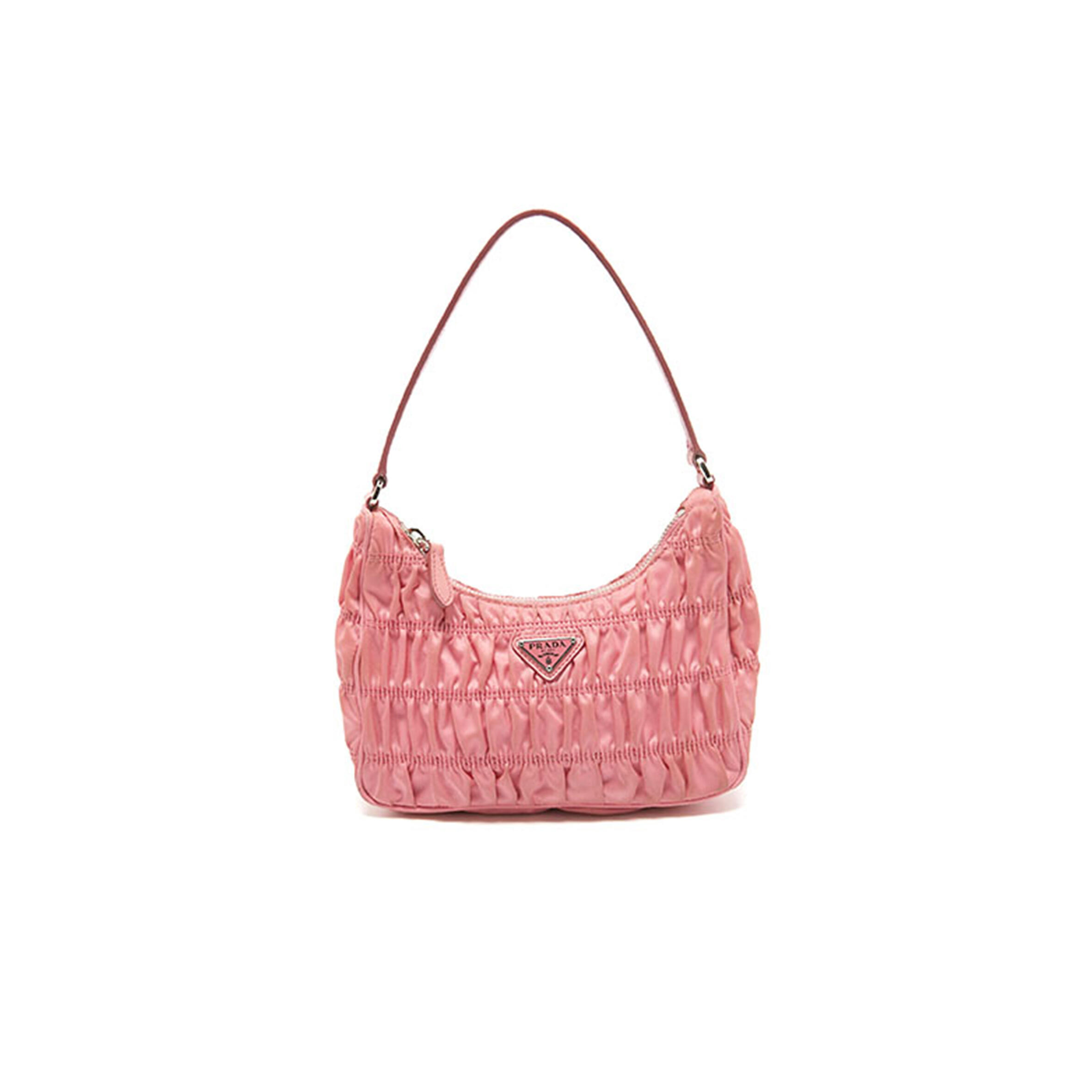 PRADA MINI BAGNYLON AND SAFFIANO LEATHER PINK 1NE204 (22*13*6cm)